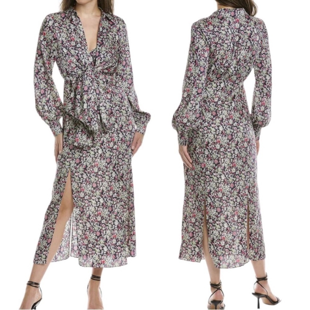 NWT. Cinq á Sept Quin Midi Dress in Powder Blue Multi size 0 & 6